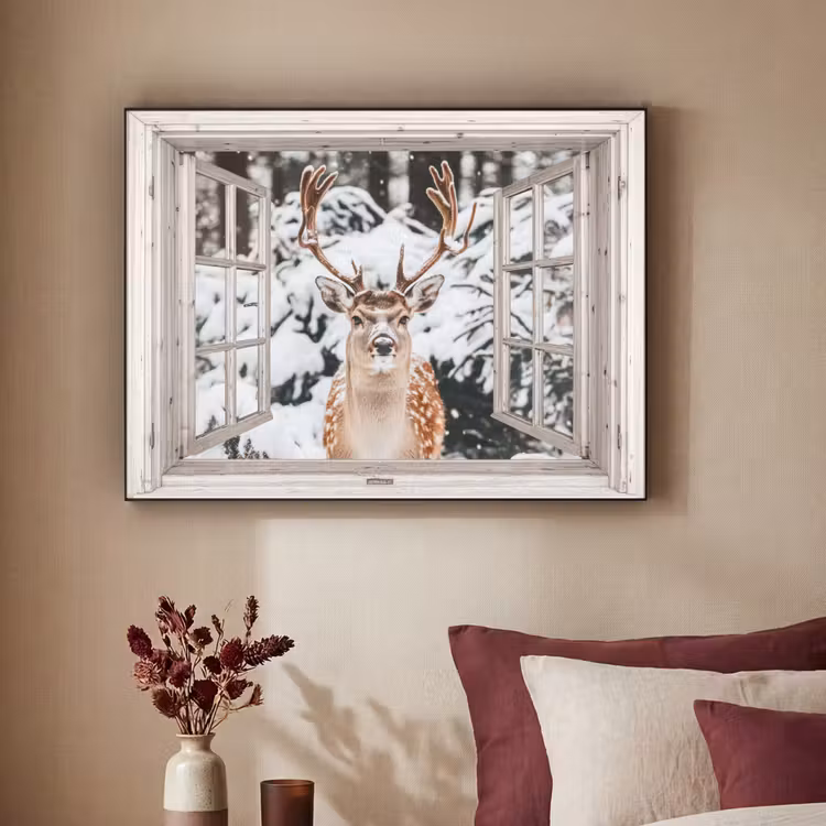 Art Frame - Doorkijk - Hert - Sneeuw - Winter - Bos - Dieren - Natuur — 3