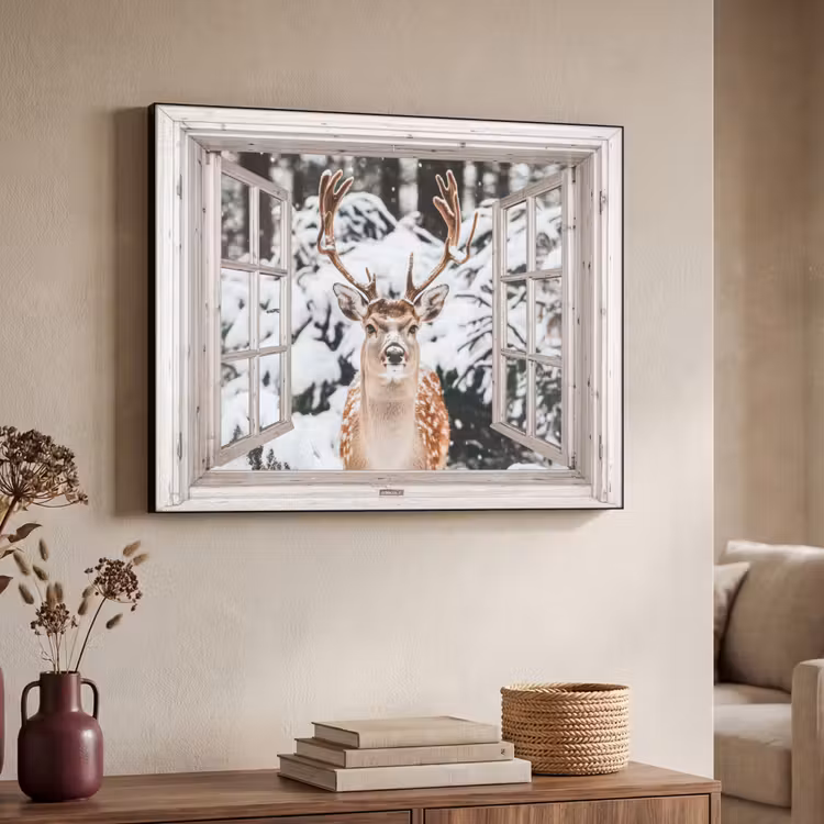 Art Frame - Doorkijk - Hert - Sneeuw - Winter - Bos - Dieren - Natuur — 7
