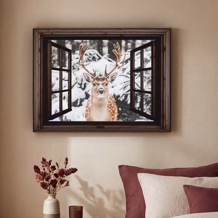Art Frame - Hert - Sneeuw - Winter - Bos - Dieren - Doorkijk — 3