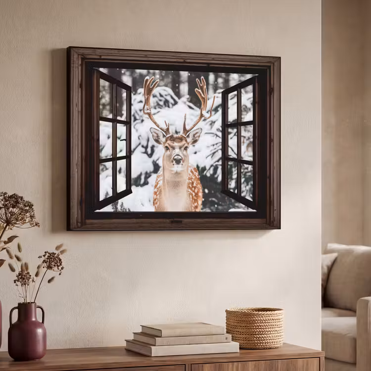 Art Frame - Hert - Sneeuw - Winter - Bos - Dieren - Doorkijk — 7