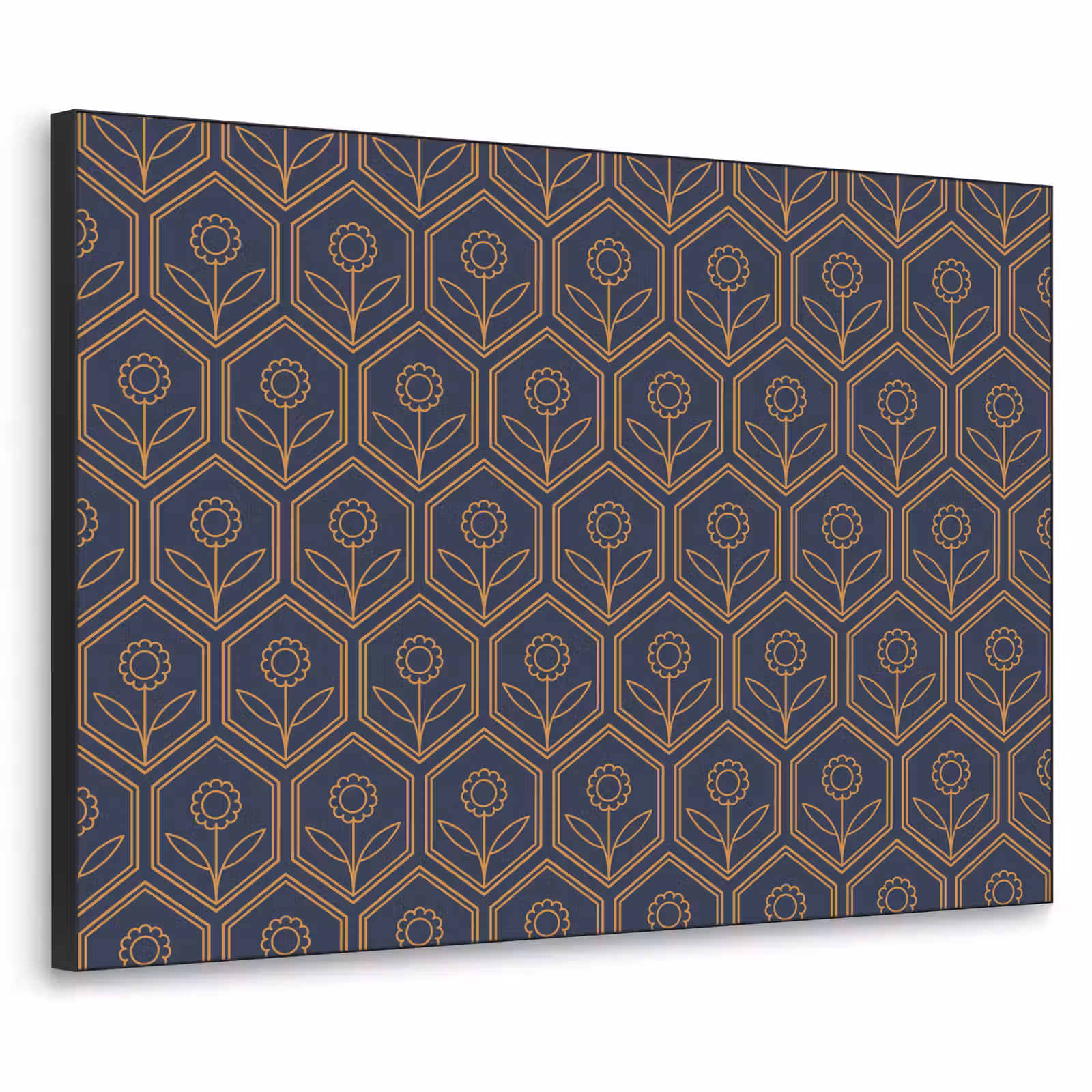 Art Frame - Donkerblauw - Patroon - Bloem - Symmetrisch — 1