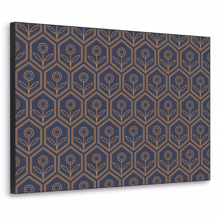 Art Frame - Donkerblauw - Patroon - Bloem - Symmetrisch — 1