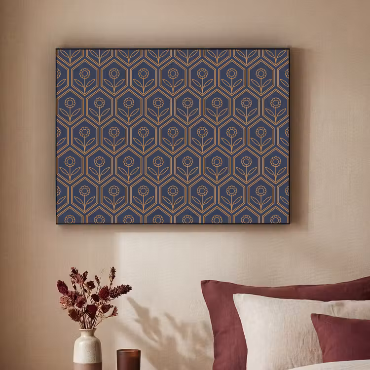 Art Frame - Donkerblauw - Patroon - Bloem - Symmetrisch — 3