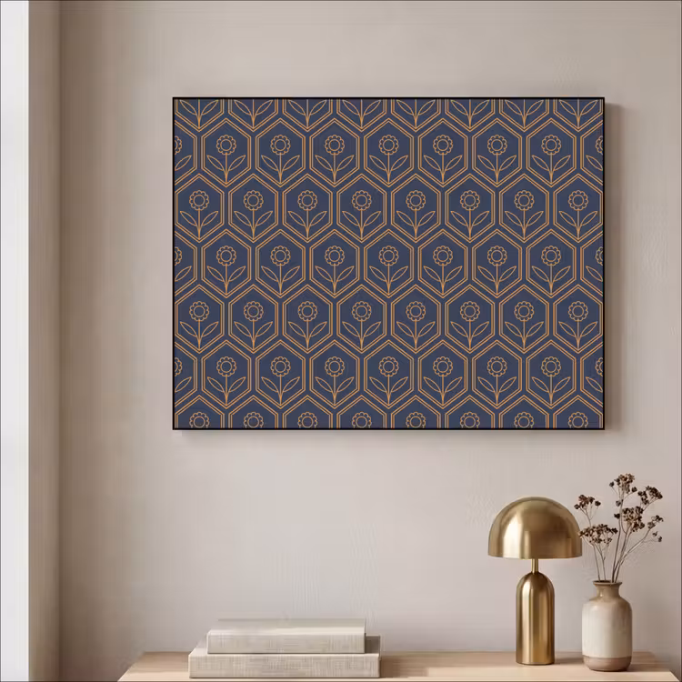 Art Frame - Donkerblauw - Patroon - Bloem - Symmetrisch — 5