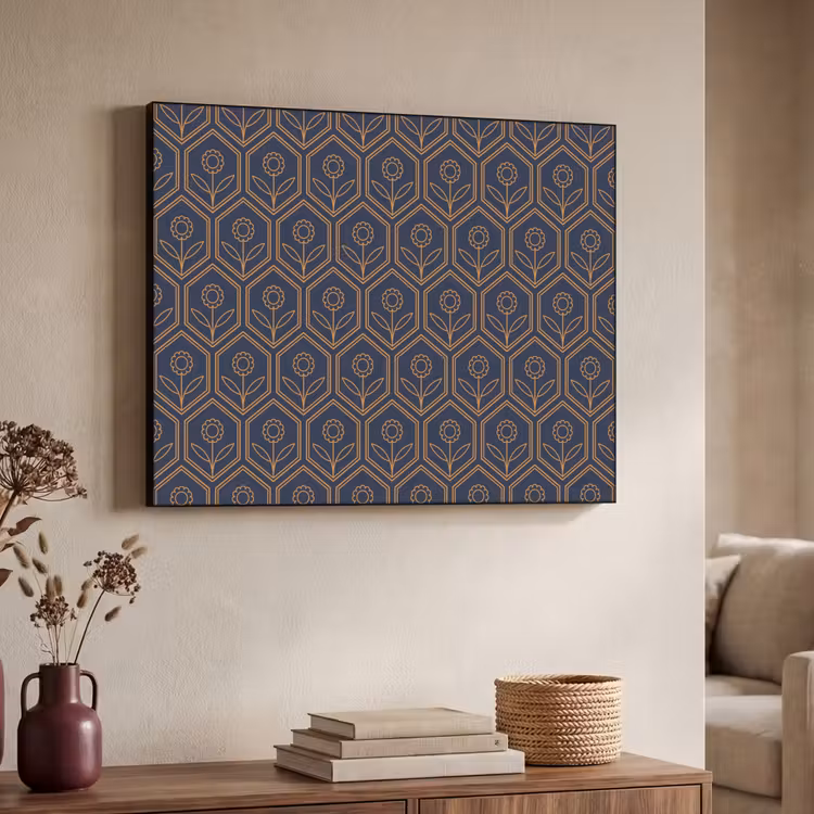 Art Frame - Donkerblauw - Patroon - Bloem - Symmetrisch — 7