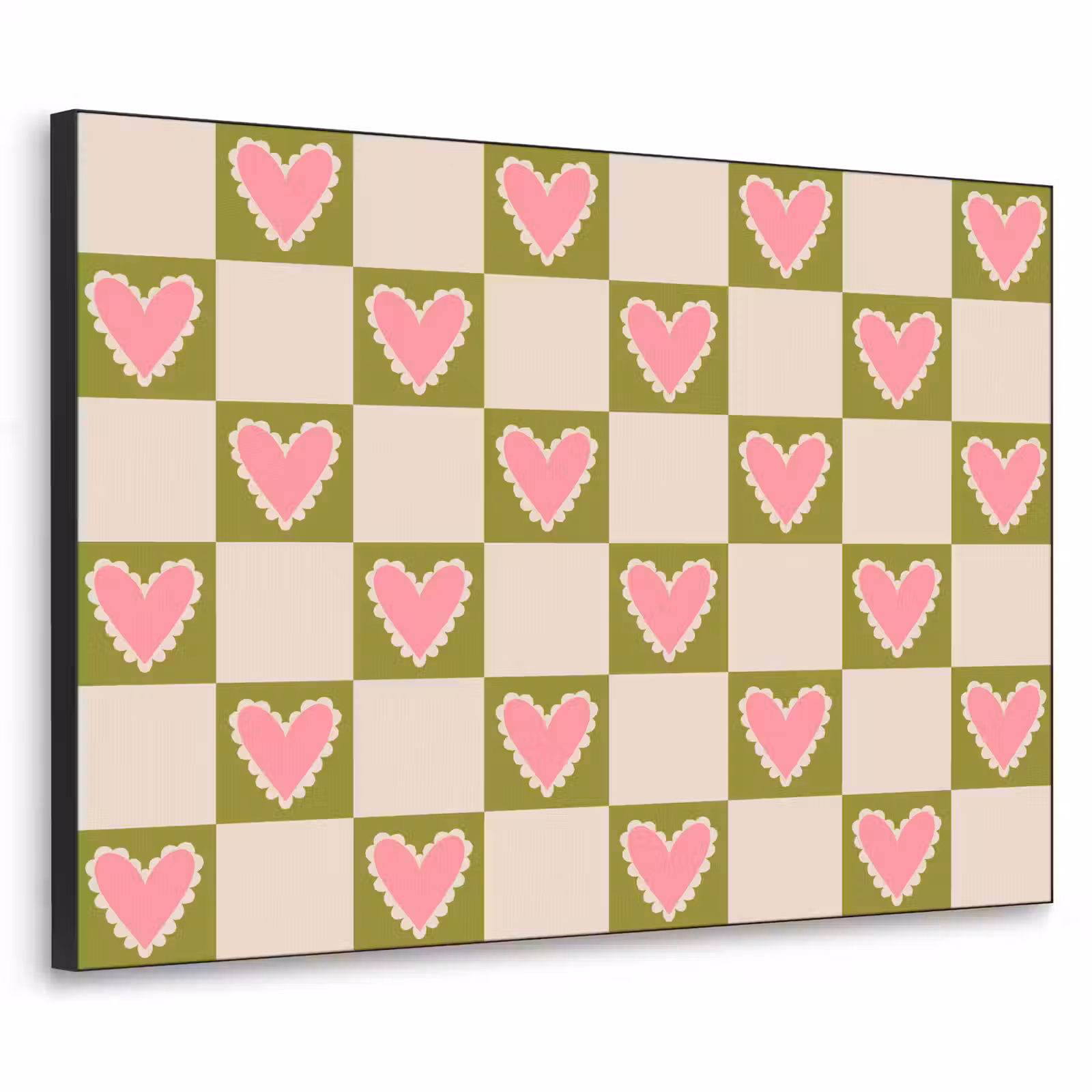 Art Frame - Olijfgroen - Hartjes - Patroon - Retro — 1
