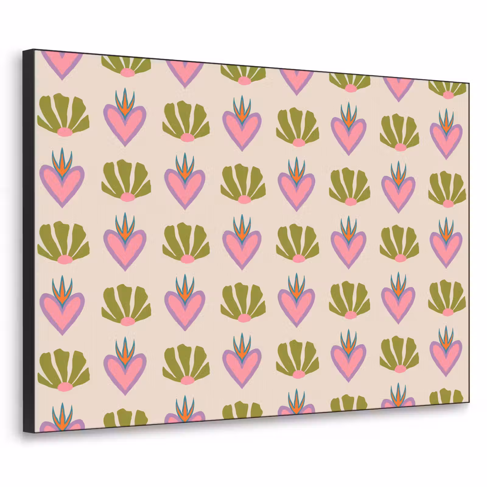 Art Frame - Patroon - Beige - Hartjes - Bloemen — 1