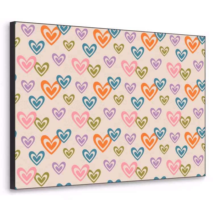 Art Frame - Kleurrijk - Hartjes - Patroon - Beige — 1