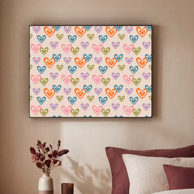 Art Frame - Kleurrijk - Hartjes - Patroon - Beige — 3