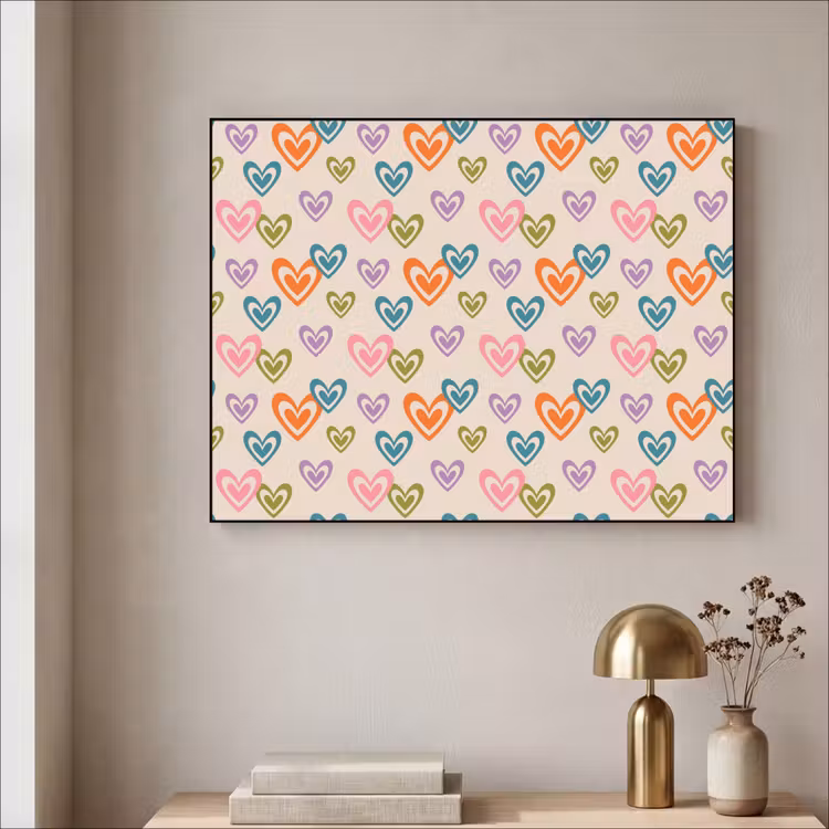 Art Frame - Kleurrijk - Hartjes - Patroon - Beige — 5