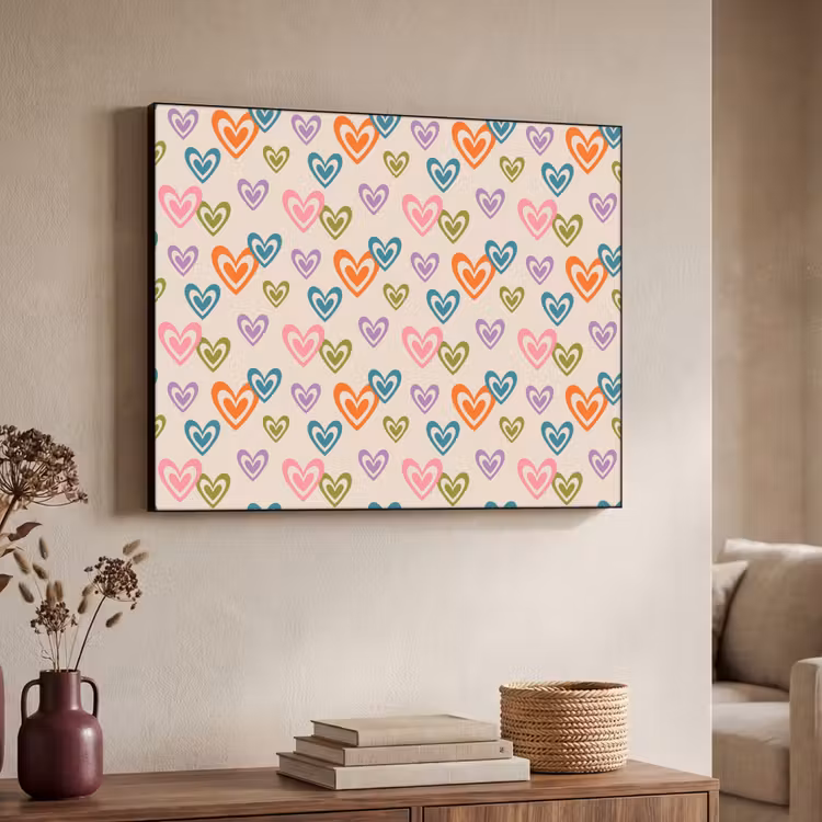 Art Frame - Kleurrijk - Hartjes - Patroon - Beige — 7