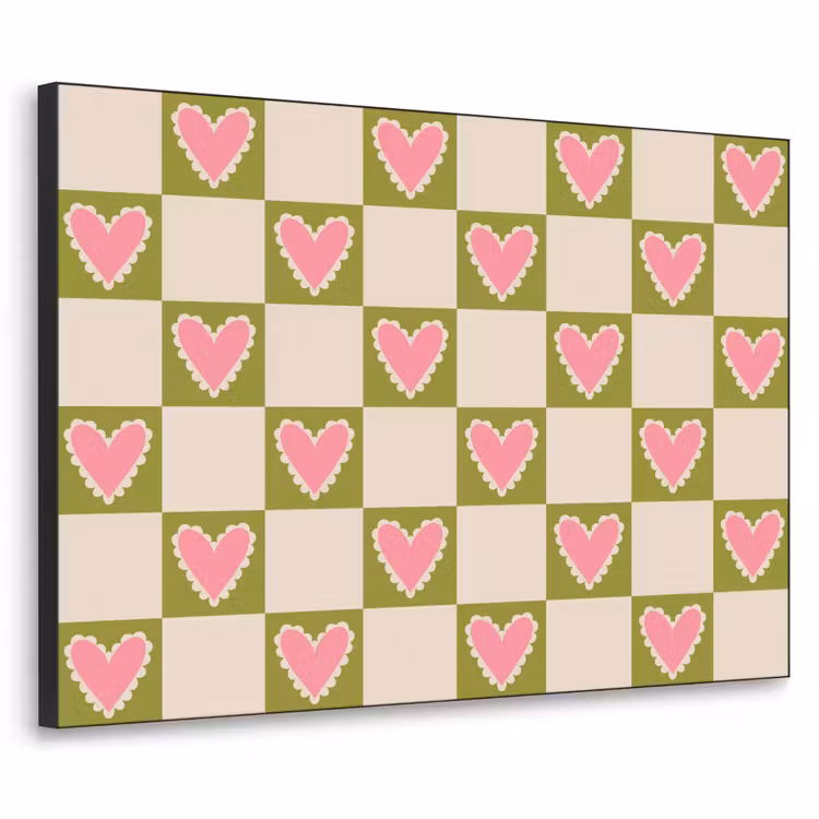 Art Frame - Olijfgroen - Hartjes - Patroon - Retro — 1