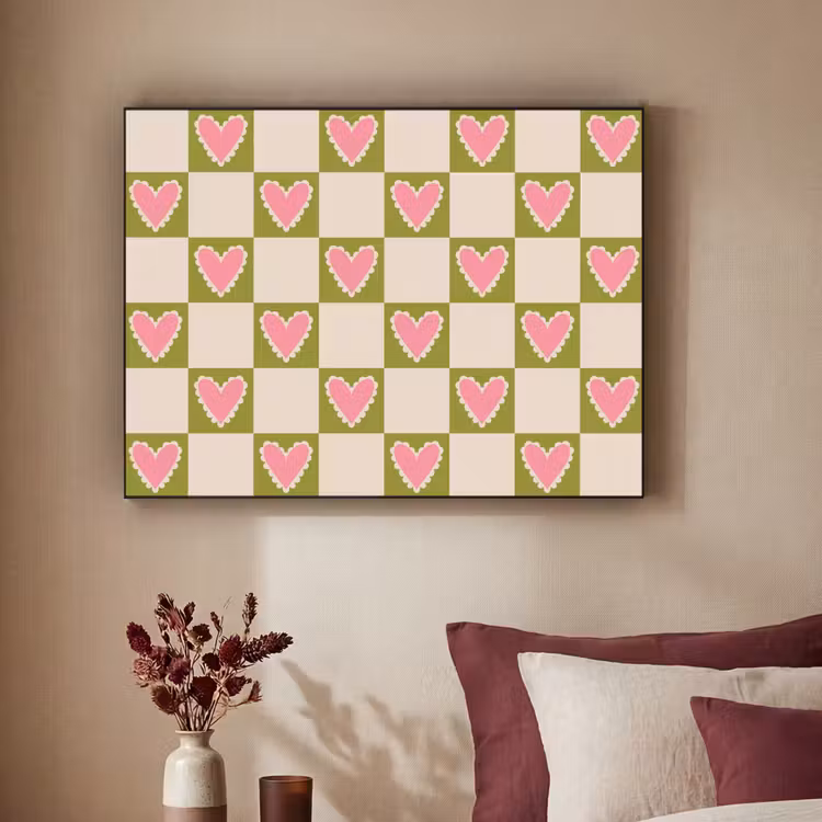 Art Frame - Olijfgroen - Hartjes - Patroon - Retro — 3