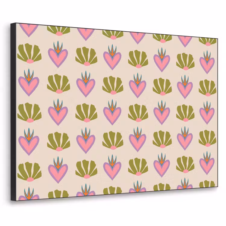 Art Frame - Patroon - Beige - Hartjes - Bloemen — 1