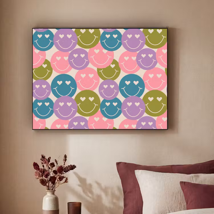 Art Frame - Patroon - Smiley - Kleurrijk - Hartjes — 3