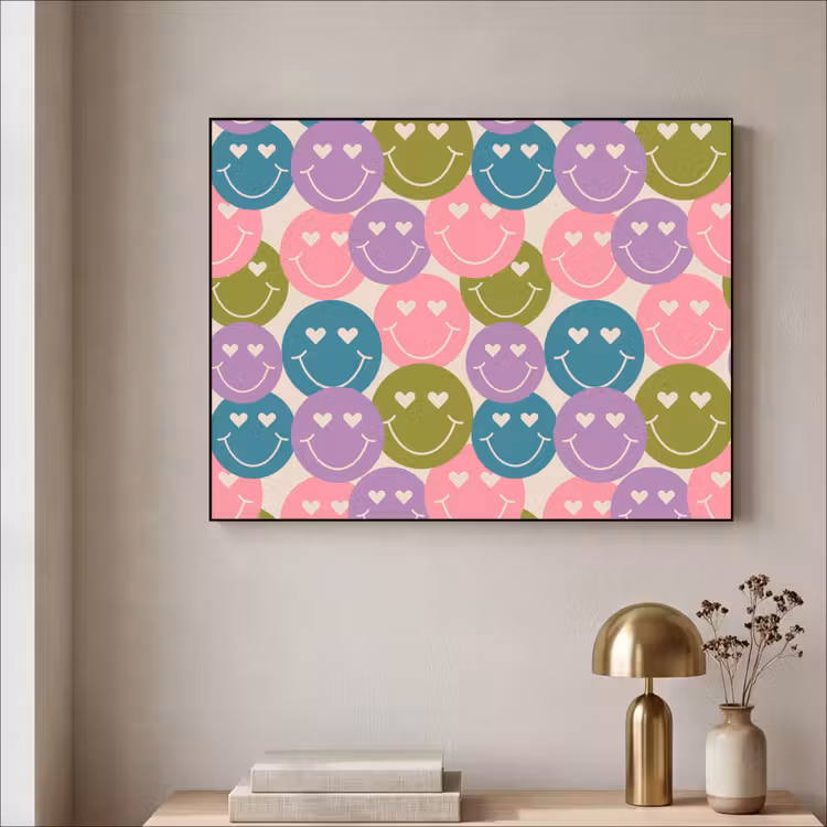 Art Frame - Patroon - Smiley - Kleurrijk - Hartjes — 5