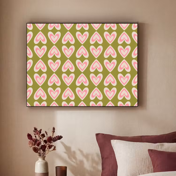 Art Frame - Patroon - Symmetrisch - Hartjes - Olijfgroen — 3