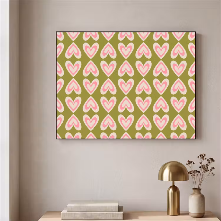 Art Frame - Patroon - Symmetrisch - Hartjes - Olijfgroen — 5