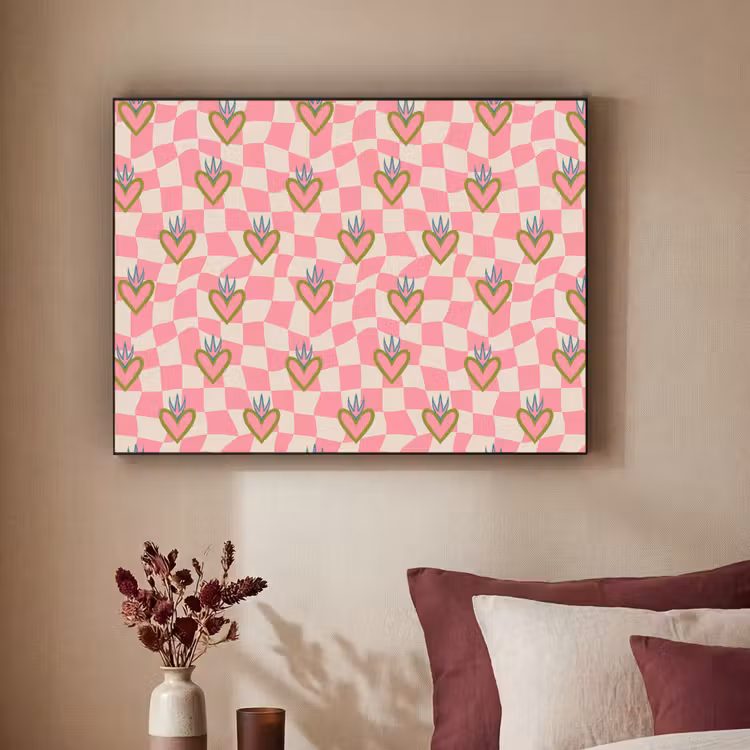 Art Frame - Roze - Retro - Patroon - Geblokt — 3