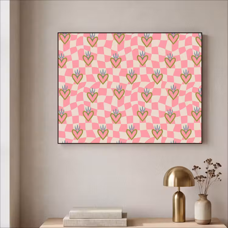 Art Frame - Roze - Retro - Patroon - Geblokt — 5