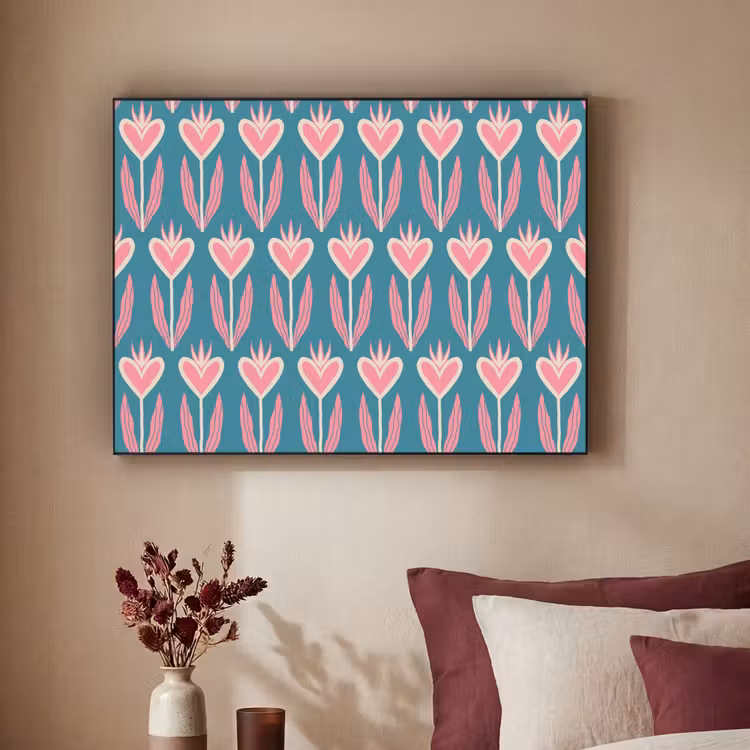 Art Frame - Blauw - Retro - Patroon - Hartjes — 3