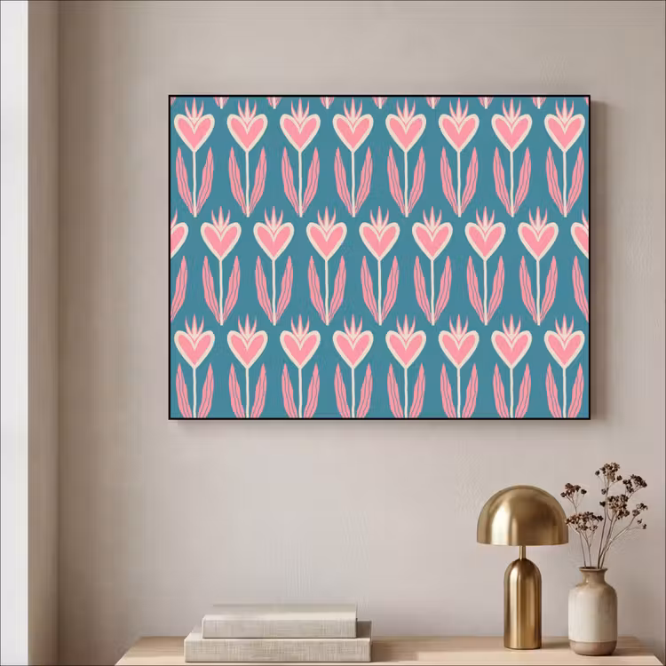 Art Frame - Blauw - Retro - Patroon - Hartjes — 5