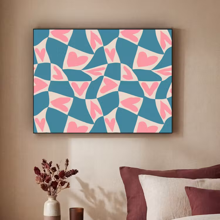 Art Frame - Blauw - Vlakken - Patroon - Hartjes — 3