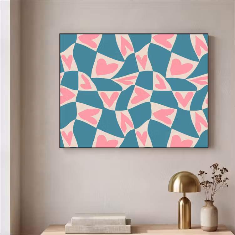 Art Frame - Blauw - Vlakken - Patroon - Hartjes — 5