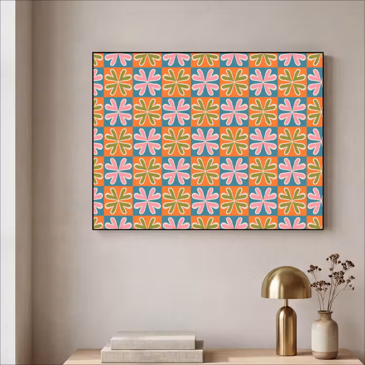 Art Frame - Bloemen - Retro - Patroon - Kleurrijk — 5