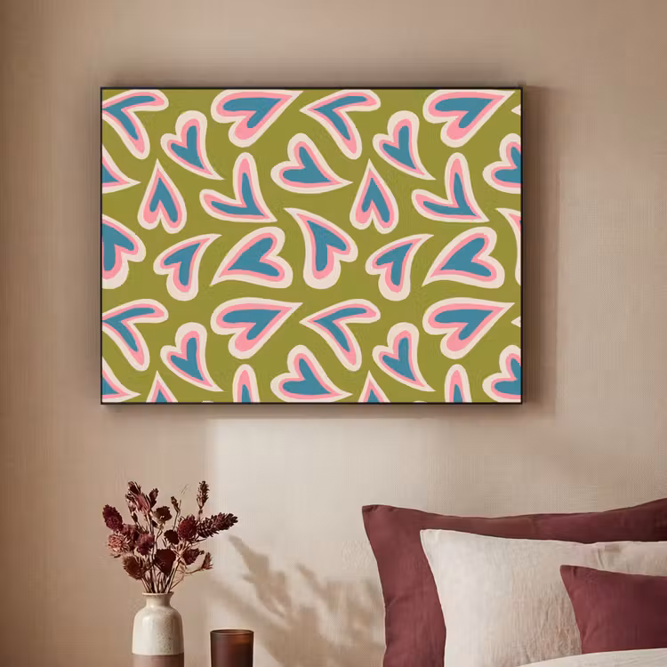 Art Frame - Groen - Retro - Hartjes - Patroon — 3