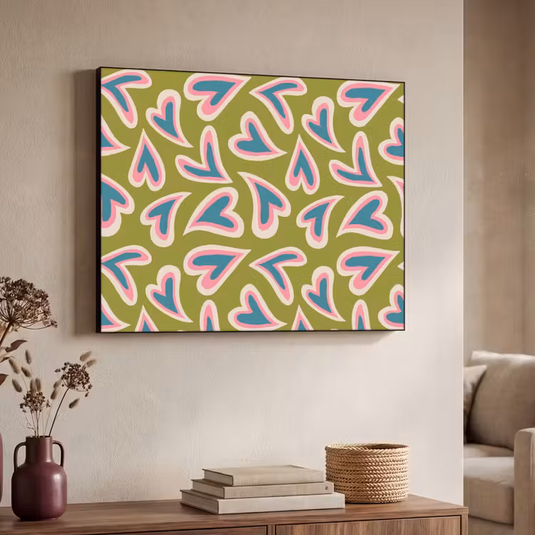 Art Frame - Groen - Retro - Hartjes - Patroon — 7