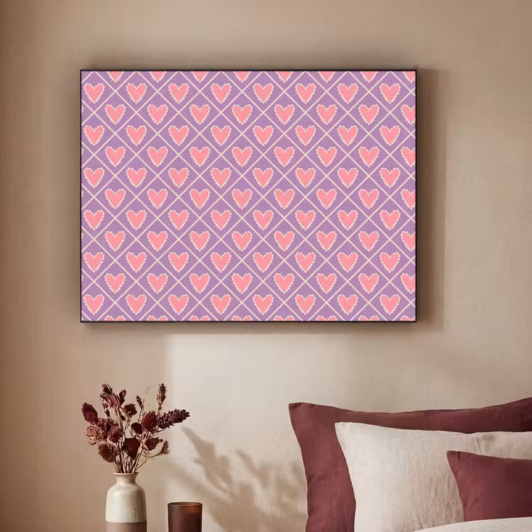 Art Frame - Ruit - Patroon - Paars - Hartjes — 3