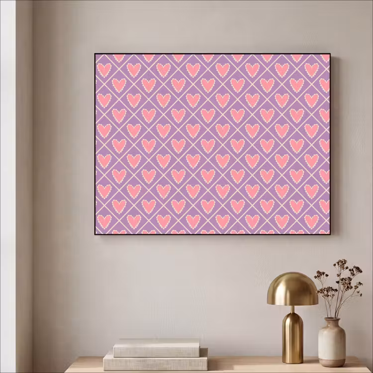 Art Frame - Ruit - Patroon - Paars - Hartjes — 5