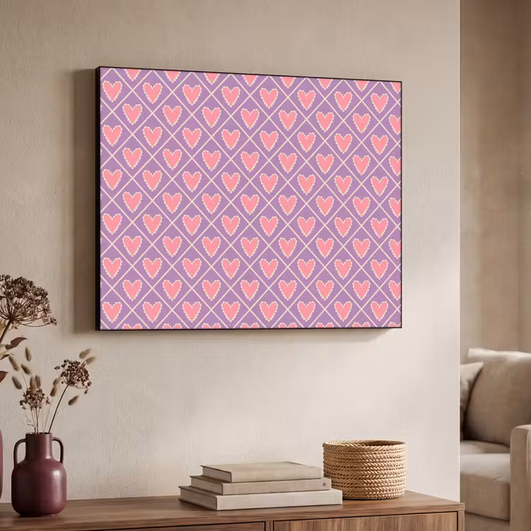 Art Frame - Ruit - Patroon - Paars - Hartjes — 7