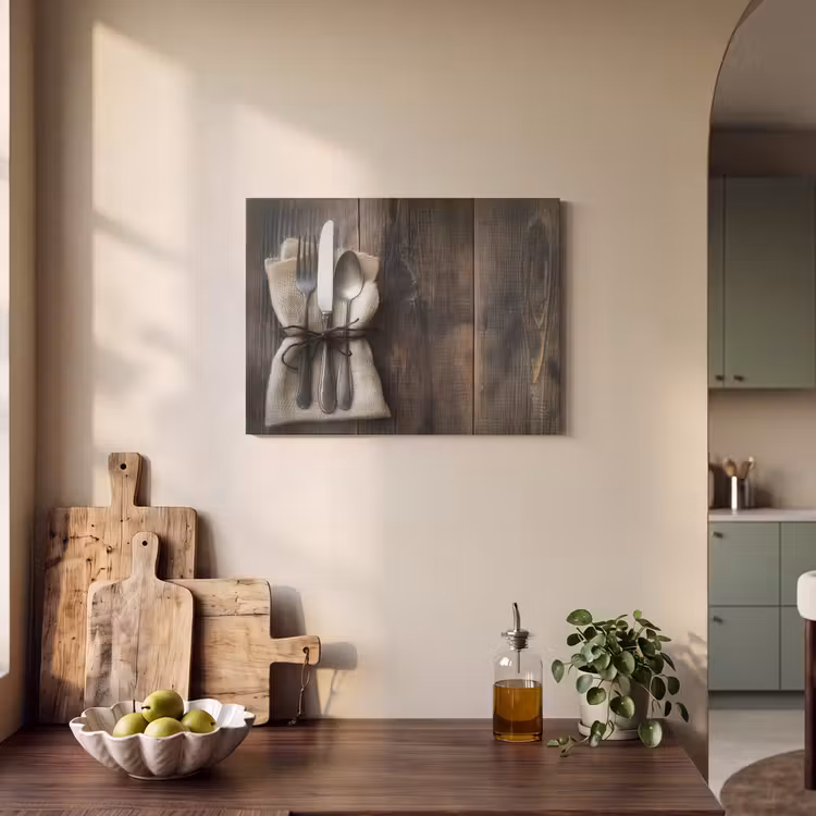 Akoestisch schilderij - Bestek - Strikje - Zilver — 4