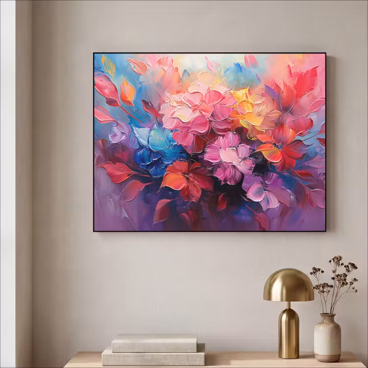 Art Frame - Bloemen - Verf - Abstract - Kleurrijk — 5