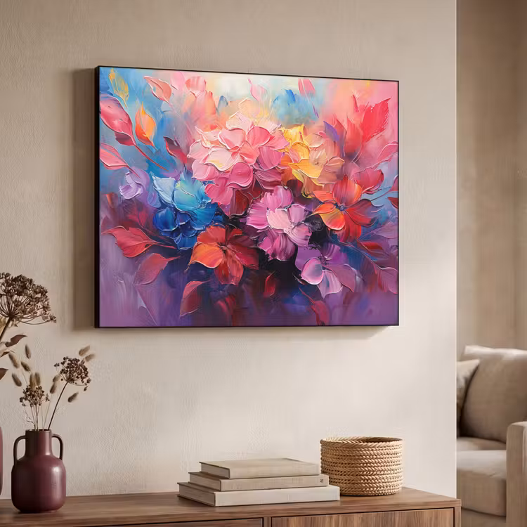 Art Frame - Bloemen - Verf - Abstract - Kleurrijk — 7