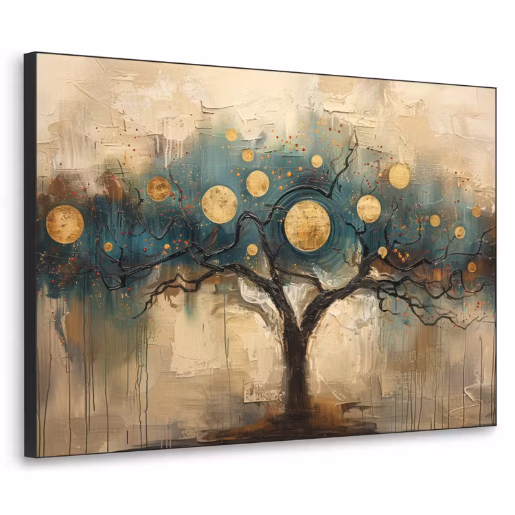 Art Frame - Boom - Abstract - Bruin - Goud - Industrieel — 1
