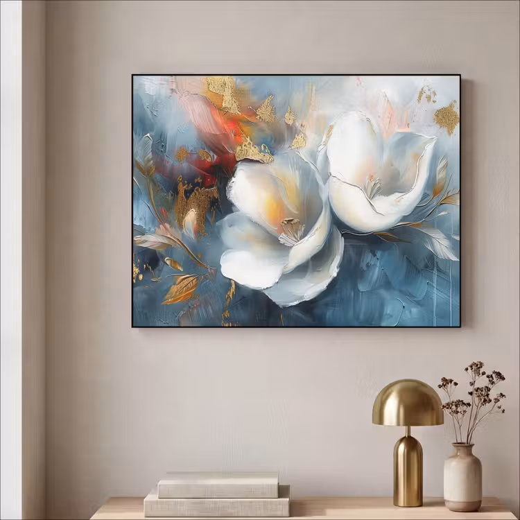 Art Frame - Bloemen - Wit - Goud - Kunst - Abstract — 5