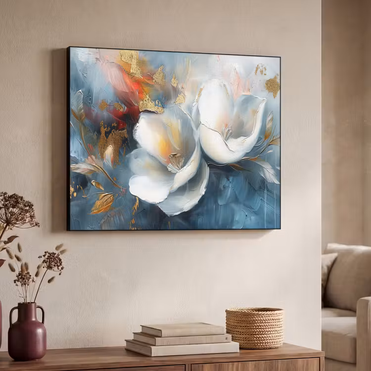 Art Frame - Bloemen - Wit - Goud - Kunst - Abstract — 7