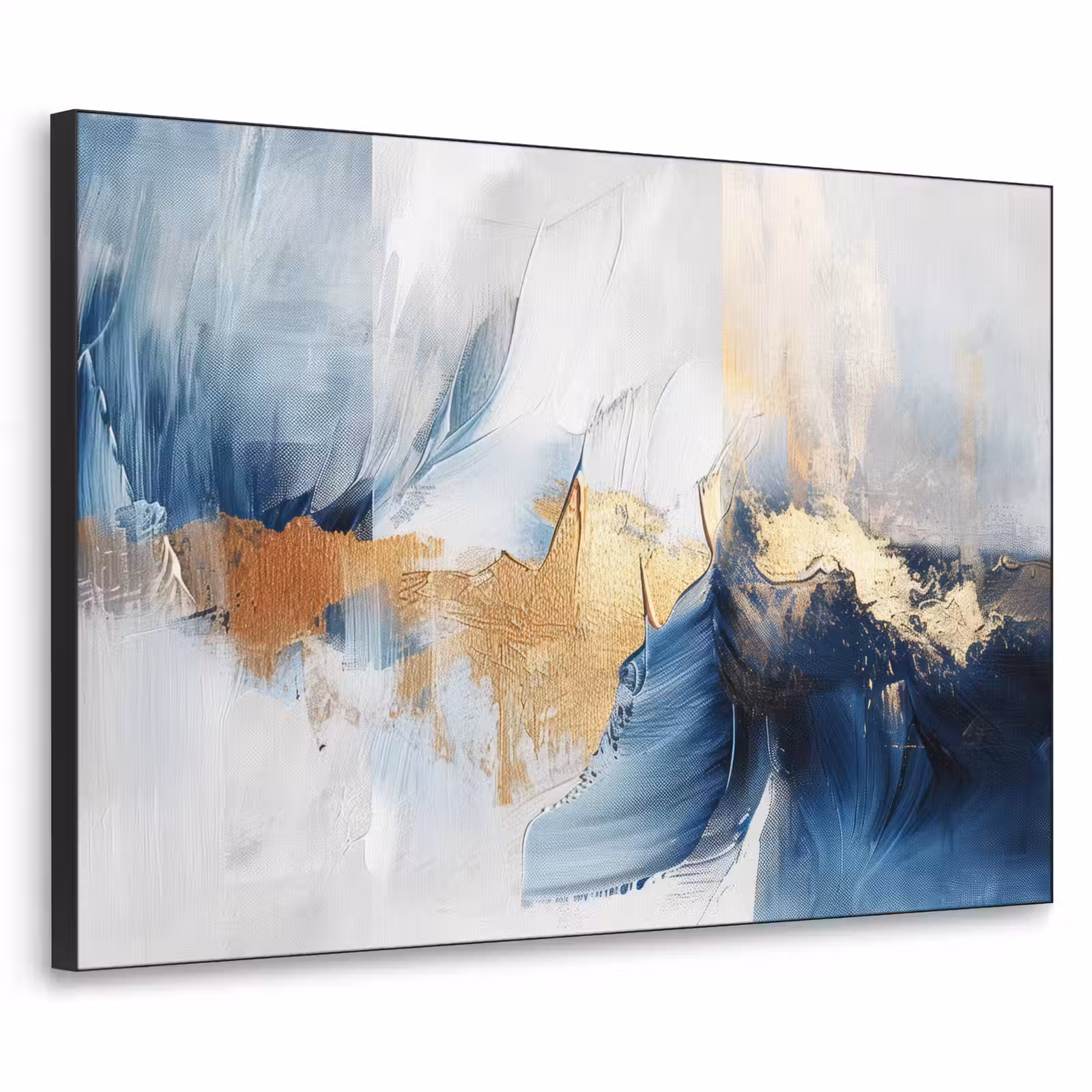 Art Frame - Goud - Blauw - Verf - Kunst - Modern — 1