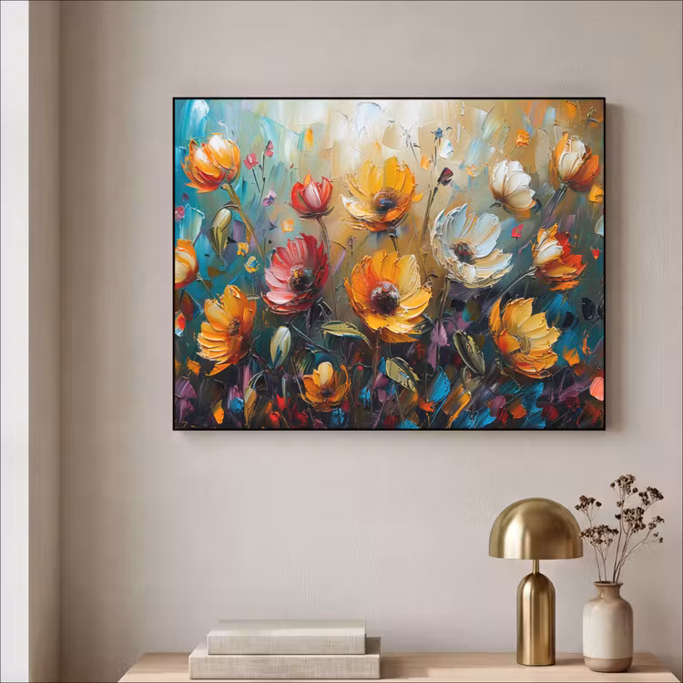 Art Frame - Bloemen - Verf - Kunst - Modern — 5