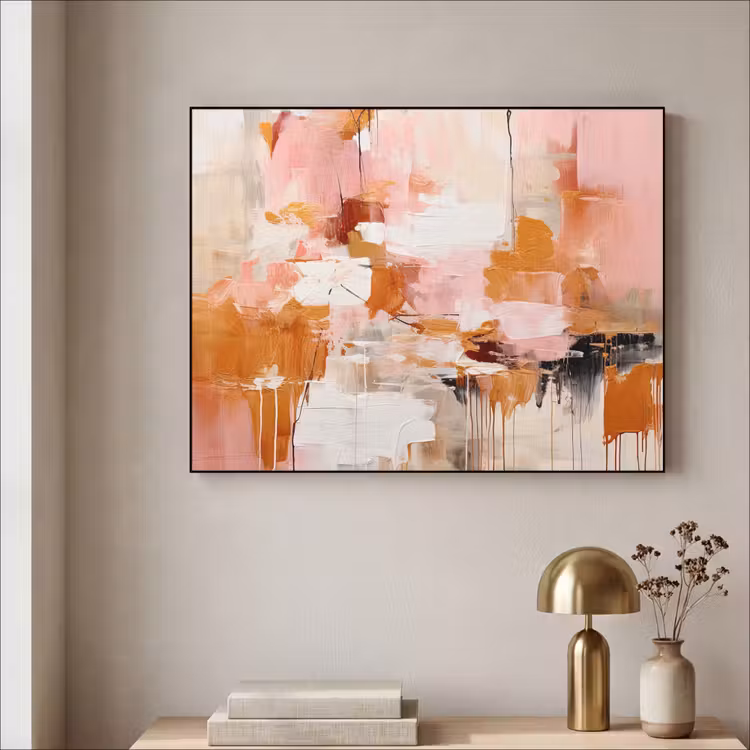 Art Frame - Verf - Roze - Oranje - Abstract - Kunst — 5