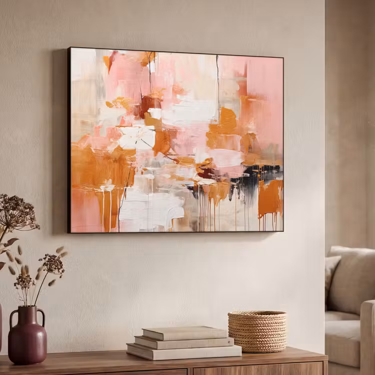 Art Frame - Verf - Roze - Oranje - Abstract - Kunst — 7