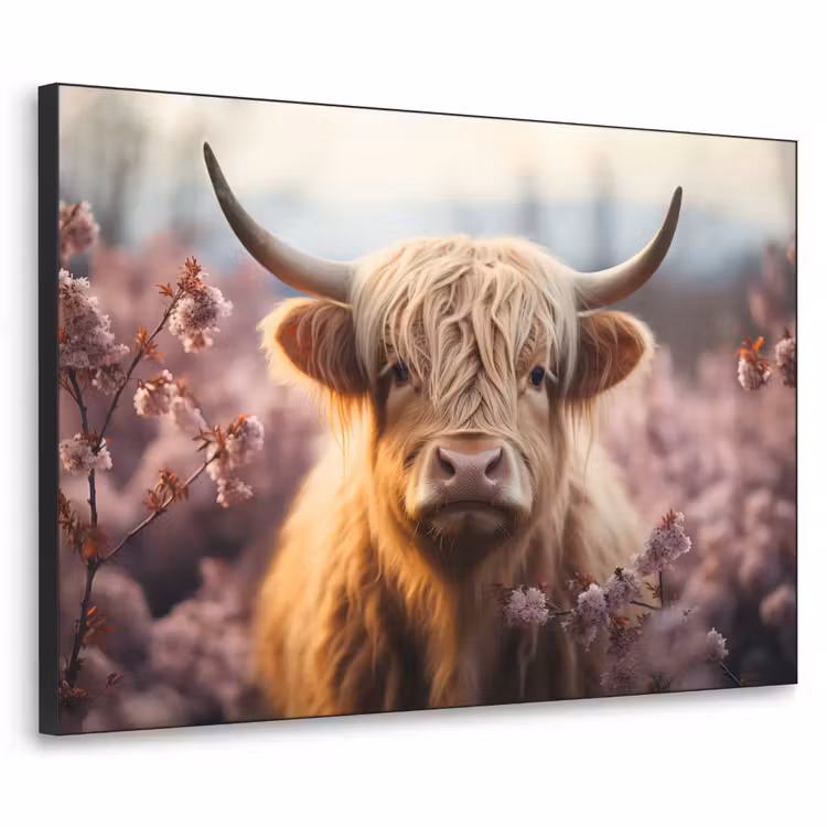 Art Frame - Schotse hooglander - Dieren portret - Bloemen - Dier — 1