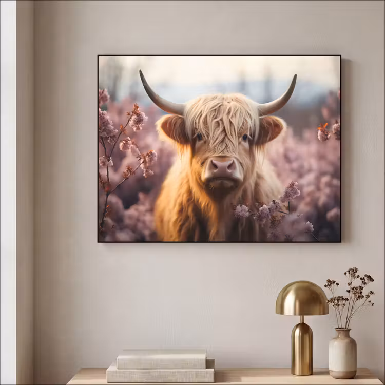 Art Frame - Schotse hooglander - Dieren portret - Bloemen - Dier — 5