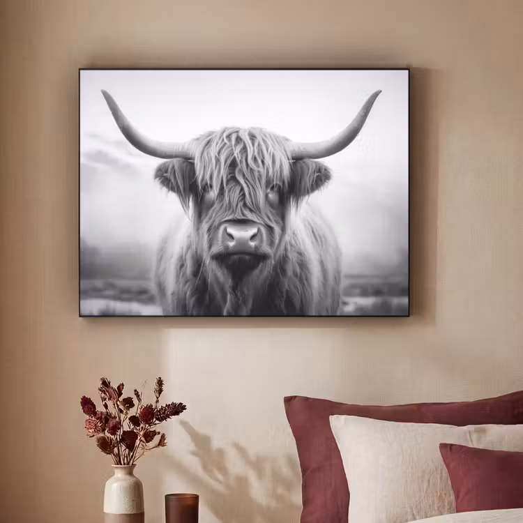 Art Frame - Schotse hooglander - Dieren portret - Zwart - Wit - Dier — 3