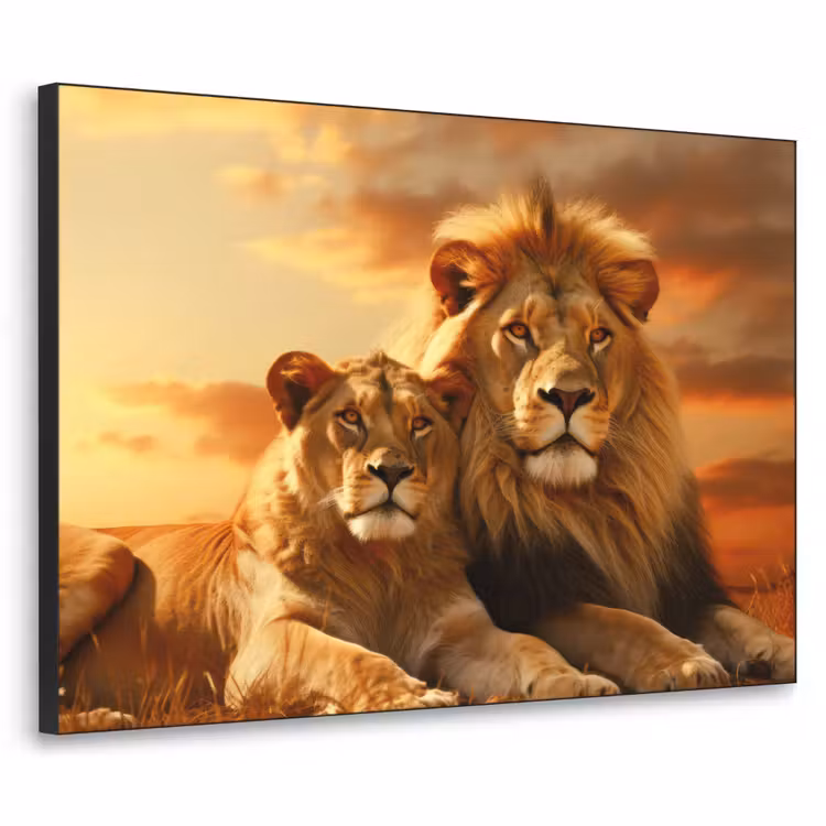 Art Frame - Leeuwen - Zonsondergang - Afrika - Savanne - Dieren — 1