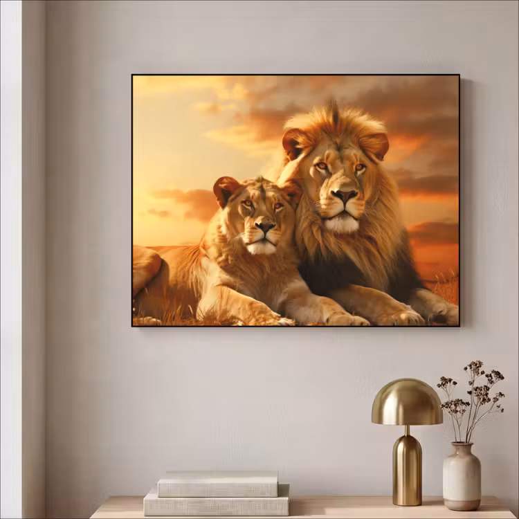 Art Frame - Leeuwen - Zonsondergang - Afrika - Savanne - Dieren — 5