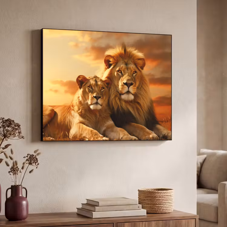Art Frame - Leeuwen - Zonsondergang - Afrika - Savanne - Dieren — 7